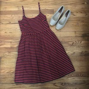 JCrew Navy And Red Linen Blend Dress